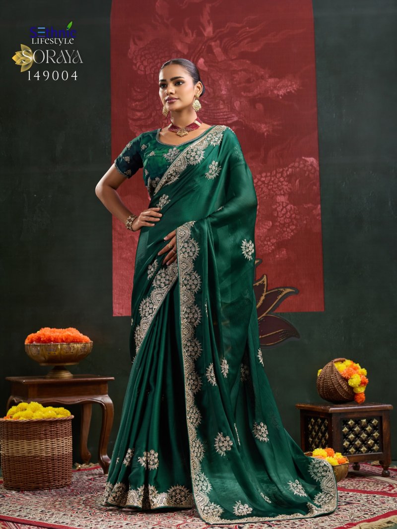 Soraya By Sethnic Satin Chiffon Designer Saree 